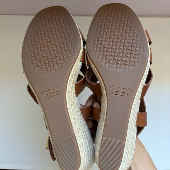 Cole Haan Crystal Slingback Espadrille Wedge Sandals Brown  Sz 7B - Picture 8 of 9